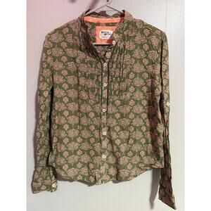 Holding Horses Green Floral Button-Front Blouse | Size 4